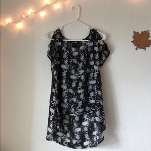 Hot Topic Sheer black skull & bones top